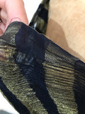 vintage of uncertain age! fine navy wool crepe and gold lamé striped fortuny style scarf
