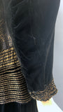 1920s vintage black velvet and gold lamé asymmetric evening dress