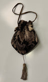 1920s gold and black lamé vintage evening pouch or bag with bullion tassel