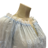Vintage powder blue Adini embroidered Indian cotton blouse top