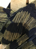 vintage of uncertain age! fine navy wool crepe and gold lamé striped fortuny style scarf