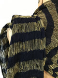 vintage of uncertain age! fine navy wool crepe and gold lamé striped fortuny style scarf