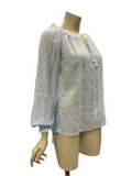 Vintage powder blue Adini embroidered Indian cotton blouse top