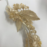 pearlescent 1920s double layered vintage wax flower and leaf wreath headdress