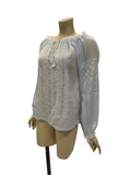 Vintage powder blue Adini embroidered Indian cotton blouse top