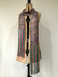 1920s Art Deco vintage fringed lamé scarf