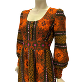 Vintage puff sleeved early 1970s Dollyrockers maxi dress