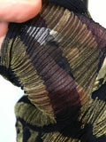 vintage of uncertain age! fine navy wool crepe and gold lamé striped fortuny style scarf