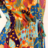 Vintage psychedelic horse print late 1960s / 1970s slinky maxi dress