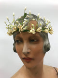 Antique c.1920s wax flower orange blossom tiara