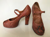 vintage snakeskin and leather platform mary-jane shoes