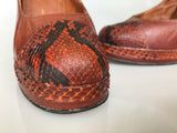 vintage snakeskin and leather platform mary-jane shoes