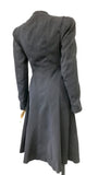 Late 1930s darkest navy gabardine coat with appliqués details