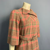 Vintage 1970s does 1940s homemade windowpane check wool vintage dress