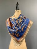 Vintage 1920s vintage pongee silk square in Browns and blues