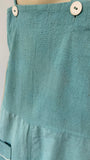 1920s / 1930s romper overalls or dungarees in turquoise linen with white piped trim