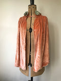 Late 1920s to 1930s pale pink velvet cape with petal collar and ruching