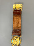 antique leather unusual 1920s Egyptian revival strap or hip belt with decorative cabochons