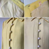 Pastel yellow Jean Patou vintage 1960s two piece dress and jacket set