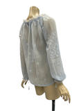 Vintage powder blue Adini embroidered Indian cotton blouse top