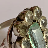1800s antique aquamarine and diamond paste statement ring - large size