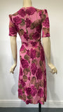 Wounded but still wearable - pink 1940s bold flower print dress