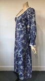 pretty blue 1960s Laura Ashley midi dress with flower print - made in Wales earliest label