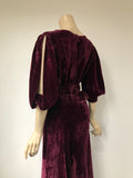 vintage 1930s rich velvet bias cut evening dress with split sleeves and rhinestones
