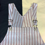 Late 1970s / early 1980s vintage Clothkits ticking stripe dungaree style pinafore dress