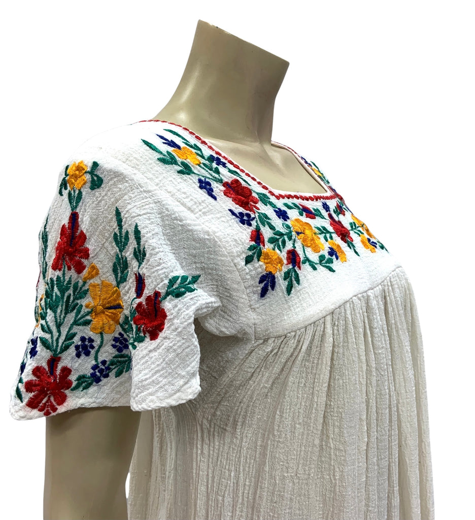 Vintage 1970s Indian embroidered flutter sleeve maxi dress - cheeseclo After Number Nine Vintage 1970s Indian embroidered flutter sleeve maxi dress - cheeseclo After Number Nine