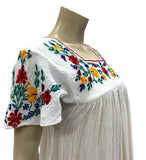 Vintage 1970s Indian embroidered flutter sleeve maxi dress - cheesecloth NOS