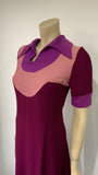 late 1960s vintage moss crepe block panelled a-line shift dress - purples