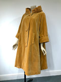 vintage c.1950s cotton velvet mustard velvet trapeze shaped evening or opera coat with ruched collar