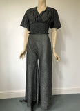 1970s vintage black and silver lurex knit disco two piece by Barry Artist