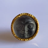 Antique Austrian man in the moon gilt dimi button