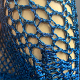 Vintage 1920s hand crocheted royal blue fringed Art Deco evening dress