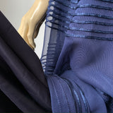 vintage sapphire blue 1950s full skirted dress - geometric corded net overlay