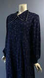 Vintage 1940s style navy and white printed day dress - maternity ? or adjust belt!