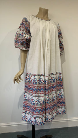 vintage Ayesha Davar indian printed cotton smock dress c.1970s - a/f