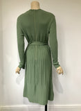 vintage late 1970s knitted wool Cresta dress in sage green