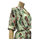 Novelty vintage cottage garden print 1940s rayon crepe Toquelle Model house dress or robe