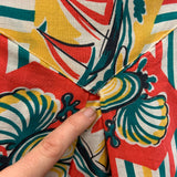 vintage c.1940s candy stripe novelty seaside print skirt - XS