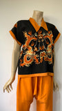 c. late 1920s oriental embroidery three piece lounge or pyjama suit / set