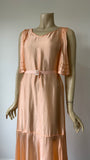 very late 1920s / 1930s rayon satin sleeveless evening dress with mock bolero