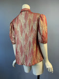 1930s vintage lamé jacket in harlequin weave russet and gold - peach velvet lining