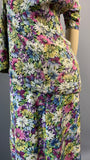 Vintage 1930s floral crepe two piece blouse and skirt - asymmetric ruffle peplum
