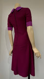 late 1960s vintage moss crepe block panelled a-line shift dress - purples