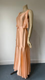 very late 1920s / 1930s rayon satin sleeveless evening dress with mock bolero