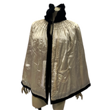 Late 1920s to 1930s black velvet opera cape with ruching and smocking to shoulders