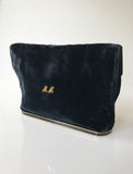 Vintage Andre Dallioux silk velvet clutch bag or purse with monogram MM